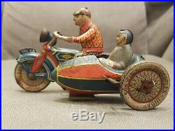 Scarce Ingap Wind-Up Motorcycle & Sidecar with 2 Figures, Italy, 1934