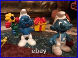 Schleich Peyo Vintage 1970's 1980s SMURF Rubber Toy Figures Lot of 10 Smurfs