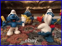 Schleich Peyo Vintage 1970's 1980s SMURF Rubber Toy Figures Lot of 10 Smurfs