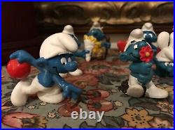 Schleich Peyo Vintage 1970's 1980s SMURF Rubber Toy Figures Lot of 10 Smurfs