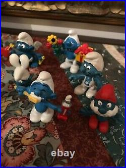 Schleich Peyo Vintage 1970's 1980s SMURF Rubber Toy Figures Lot of 10 Smurfs