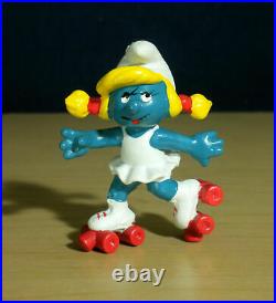 Smurfs 20126 Rollerskates Smurfette Vintage Smurf Figure PVC Toy Figurine 80s