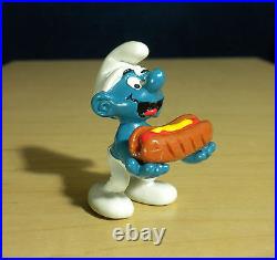 Smurfs 20169 Hot Dog Smurf Vintage Original Figure PVC Toy Figurine 80s Peyo Lot