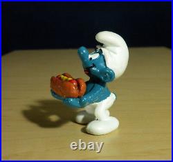 Smurfs 20169 Hot Dog Smurf Vintage Original Figure PVC Toy Figurine 80s Peyo Lot