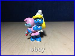Smurfs 20192 Smurfette & Baby Smurf Vintage Figure PVC Toy Figurine Rare Germany