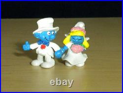 Smurfs 20413 Bride Smurfette Groom Smurf Wedding Figurines Vintage Toy Figures