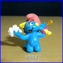 Smurfs 20448 Bathing Girl Smurf Baby Smurfling Vintage Figure Toy PVC Figurine