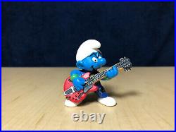 Smurfs 20449 Lead Guitar Smurf Rare Vintage Figure Music Band Toy PVC Figurine