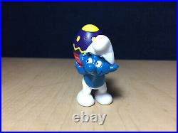 Smurfs 20515 Smurf Carrying Easter Egg Rare Vintage Figure PVC Toy Figurine Peyo