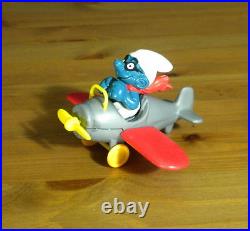 Smurfs 40222 Airplane Smurf Plane Pilot Figure Vintage 80s Toy PVC Figurine Lot