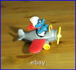 Smurfs 40222 Airplane Smurf Plane Pilot Figure Vintage 80s Toy PVC Figurine Lot