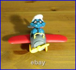 Smurfs 40222 Airplane Smurf Plane Pilot Figure Vintage 80s Toy PVC Figurine Lot