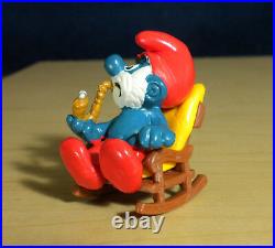 Smurfs 40228 Rocking Chair Papa Smurf Pipe 1981 Vintage Figure Toy PVC Figurine
