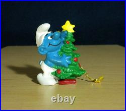 Smurfs 51901 Christmas Tree Smurf Rare Vintage Figure PVC Ornament Toy Figurine