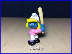 Smurfs Baseball Smurfette 20186 Smurf Rare Vintage Figure PVC Toy Figurine Peyo
