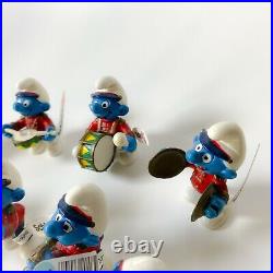 Smurfs Complete Set of Marching Band Smurfs Lot 2001 Vintage PVC Toy Figurines