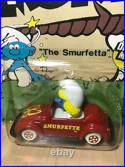 Smurfs Smurfette Ertl Car VW Bug Beetle Vintage Diecast Figurine Toy 80's Figure