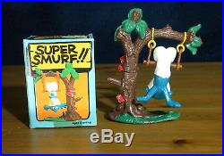 Smurfs Trapeze Tree Swing Super Smurf Rare Vintage Figure Toy Lot Figurine 40237