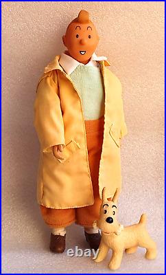 TINTIN SNOWY HERGE? VTG Action Figure Articulated Toy Doll 10 1980´s RARE