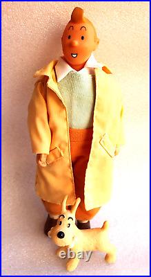 TINTIN SNOWY HERGE? VTG Action Figure Articulated Toy Doll 10 1980´s RARE