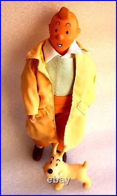 TINTIN SNOWY HERGE? VTG Action Figure Articulated Toy Doll 10 1980´s RARE