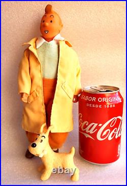 TINTIN SNOWY HERGE? VTG Action Figure Articulated Toy Doll 10 1980´s RARE