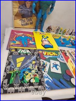The Tick Vintage Toy / Comic Lot Bandai Super Hero Action Figure 1990s Books VTG