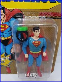 Toy Biz DC Comics Super Heroes Superman Figure Kryptonite Ring MOC Vintage 1989