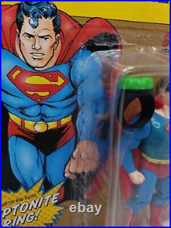 Toy Biz DC Comics Super Heroes Superman Figure Kryptonite Ring MOC Vintage 1989