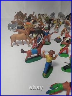 VINTAGE 118 PIECE Elastolin Cowboys/Indians/Animals Toy Figures GERMANY