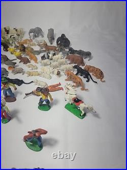 VINTAGE 118 PIECE Elastolin Cowboys/Indians/Animals Toy Figures GERMANY