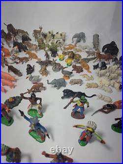 VINTAGE 118 PIECE Elastolin Cowboys/Indians/Animals Toy Figures GERMANY