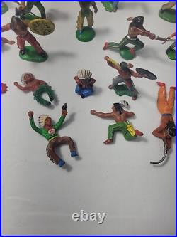 VINTAGE 118 PIECE Elastolin Cowboys/Indians/Animals Toy Figures GERMANY