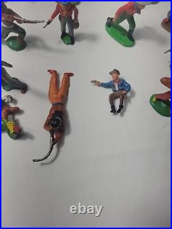 VINTAGE 118 PIECE Elastolin Cowboys/Indians/Animals Toy Figures GERMANY