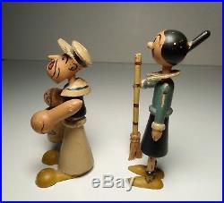 VINTAGE 1930's POPEYE & OLIVE OIL SMALL JOINTED WOOD FIGURE 3.25 RARE