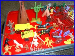 VINTAGE 98 + LOT 1950 60s 70s Plastic Cowboys Indians Western Toy Figure MPC