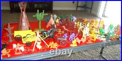 VINTAGE 98 + LOT 1950 60s 70s Plastic Cowboys Indians Western Toy Figure MPC