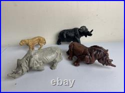 VTG 1950s J. H. Miller Wax Plastic Mold Figure Animal from Zoo Playset Lot Of 4