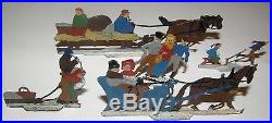VTG Antique toy Hans Heinrichsen Germany Tin German Lead Flats Winter Sleigh