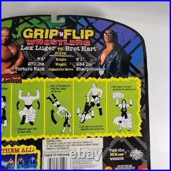 VTG Grip n Flip WCW Lex Luger Bret Hart Wrestling Action Figures IOB 90s Toy Biz