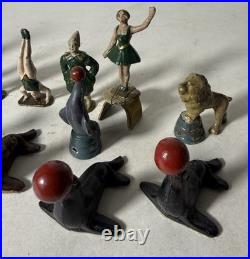 VTG Lead Circus Figure Lot Britains Charbens Era Seals Lions Acrobats 30's-50's