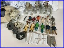 VTG Star Wars Toy Lot Original Parts Pieces Figures Vehicles 1980s Hoth Junkyard