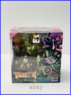 VTG Turok Dinosaur Hunter Carl Fireseed Figure with Spinosaurus Playmates 1999