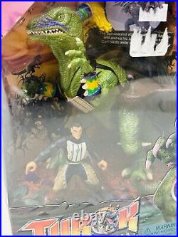 VTG Turok Dinosaur Hunter Carl Fireseed Figure with Spinosaurus Playmates 1999