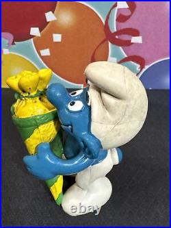 VTG ULTRA RARE Smurfs STRIPED CONE Surprise Bag Smurf Toy Schleich Peyo 1982 #2