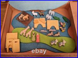 VTG WOODLAND FANTASIES Deluxe NOAH'S ARK 20 Piece Wooden Playset 32017 Bible Toy