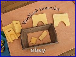 VTG WOODLAND FANTASIES Deluxe NOAH'S ARK 20 Piece Wooden Playset 32017 Bible Toy