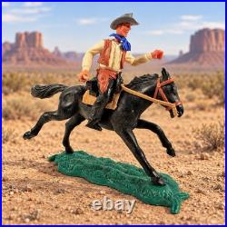 Very Rare Timpo Toys England Cowboy Riding Black Horse Western Figure 1970s Vtg
