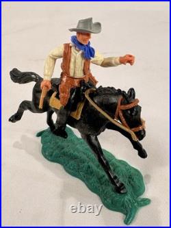 Very Rare Timpo Toys England Cowboy Riding Black Horse Western Figure 1970s Vtg Very Rare Timpo Toys England Cowboy Riding Black Horse Western Figure 1970s Vtg
