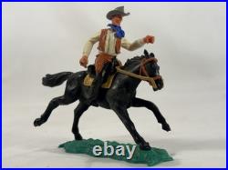 Very Rare Timpo Toys England Cowboy Riding Black Horse Western Figure 1970s Vtg